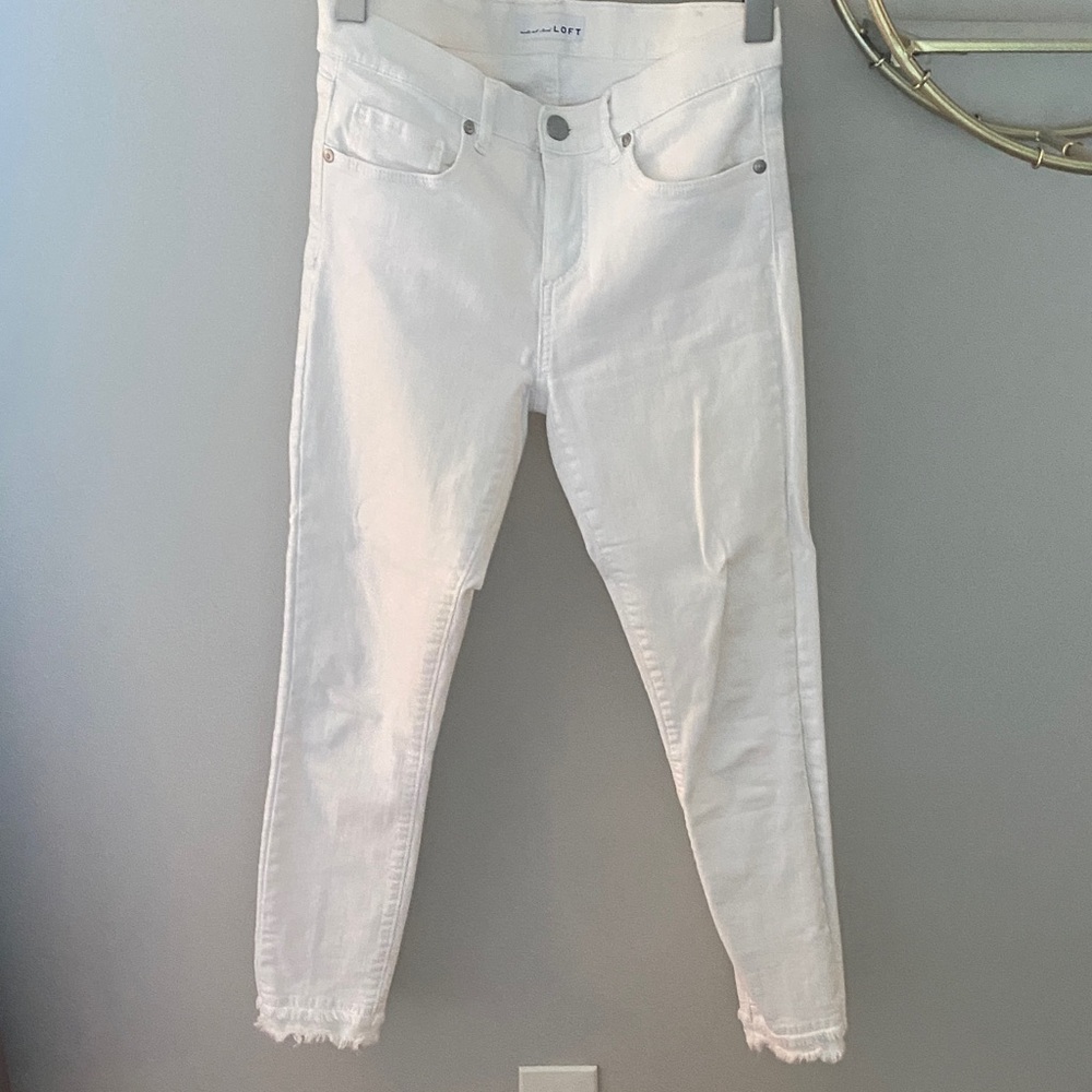 LOFT Women's Cropped White Jeans